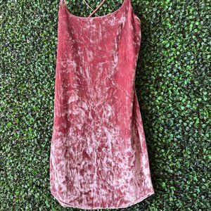 MISSGUIDED women's velour dress pink size US 4 UK 8 spaghetti straps mini